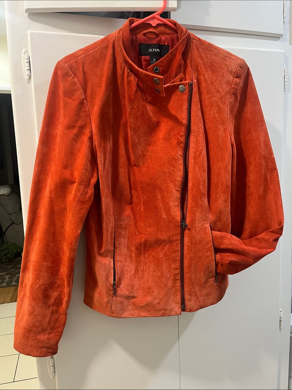 Alfani Women's Orange Suede  Zip Jacket 100% leather lining